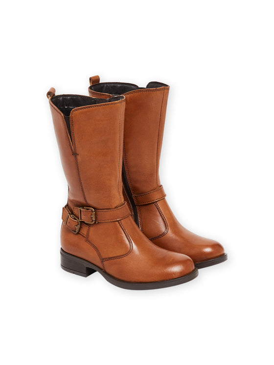 RIDER BOOTS WITH SMOOTH LEATHER STRAP