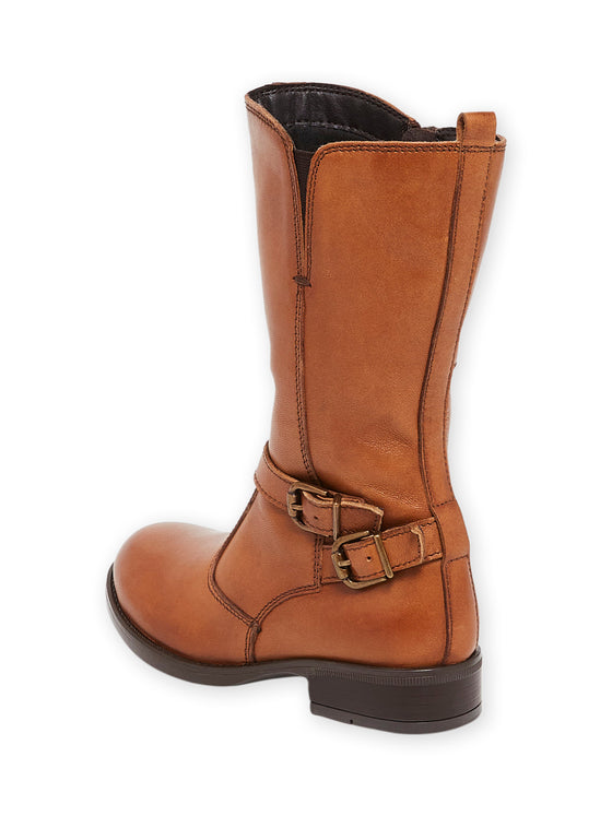 RIDER BOOTS WITH SMOOTH LEATHER STRAP