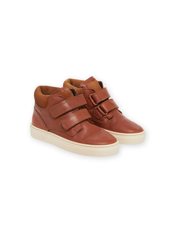 SMOOTH CAMEL LEATHER HIGH TOP SNEAKERS