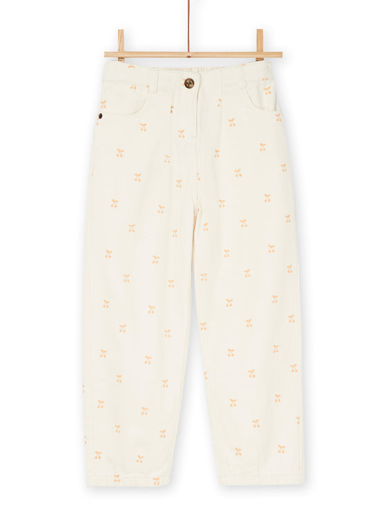 Beige pants with cherry print