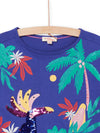 Blue t-shirt SS with sequined parrot