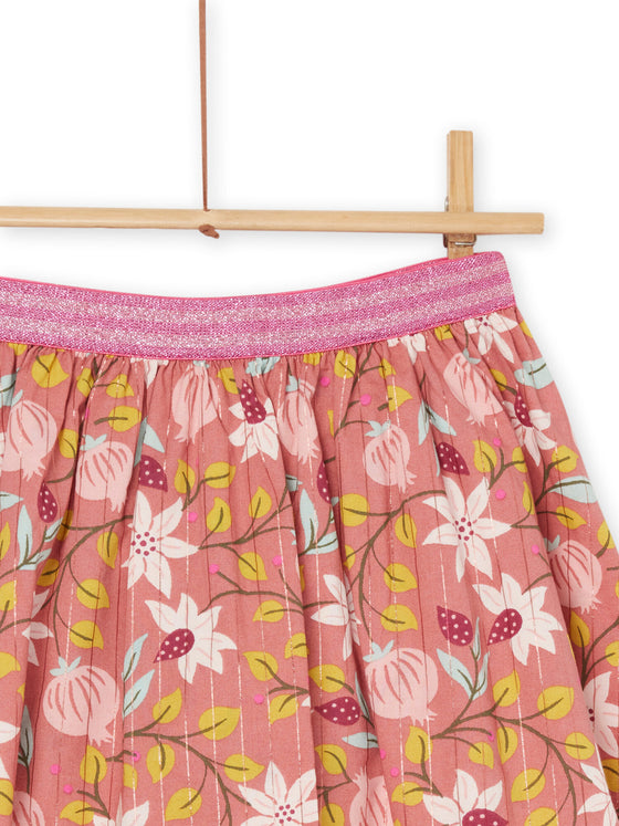 Reversible terracotta skirt with flower