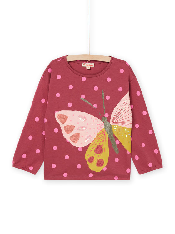 Butterfly and polka dot print t-shirt