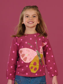  Butterfly and polka dot print t-shirt