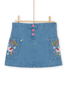  Denim skirt with floral pockets