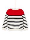 Red and navy blue striped sweater