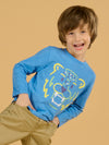 Blue Lion pattern t-shirt