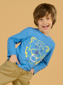  Blue Lion pattern t-shirt