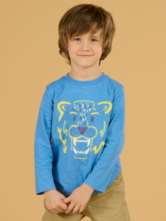 Blue Lion pattern t-shirt