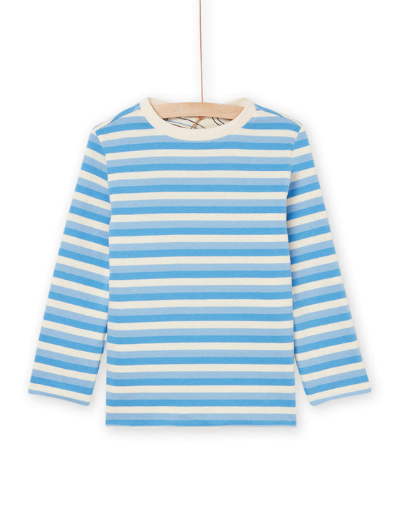 Reversible T-shirt with blue stripes