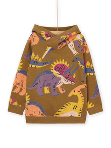  Dinosaur print fleece hoodie
