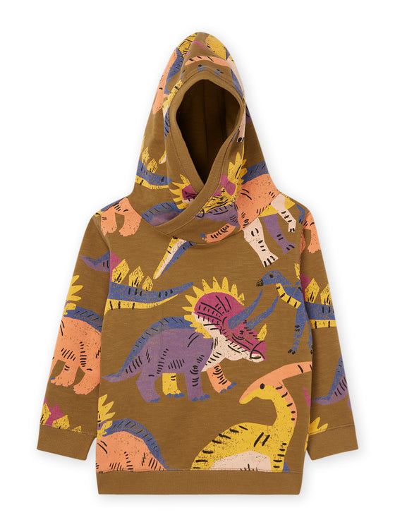 Dinosaur print fleece hoodie