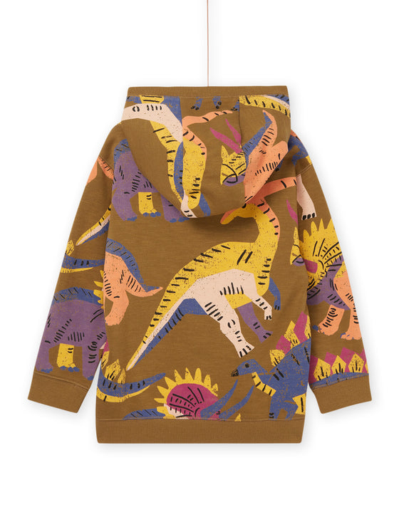 Dinosaur print fleece hoodie