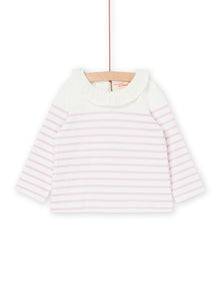  Ecru and pink striped sweater