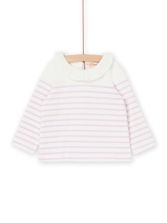 Ecru and pink striped sweater