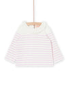 Ecru and pink striped sweater