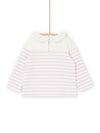 Ecru and pink striped sweater