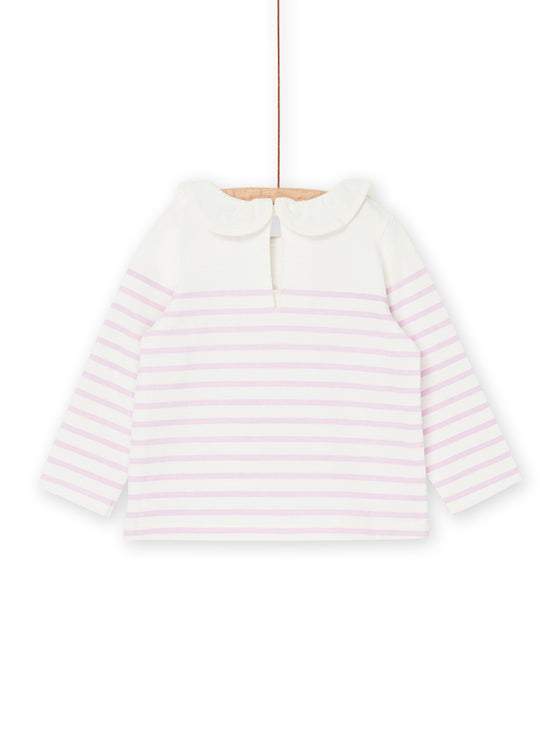 Ecru and pink striped sweater