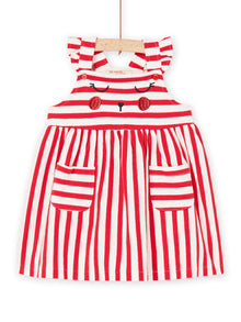  White dress with red stripes