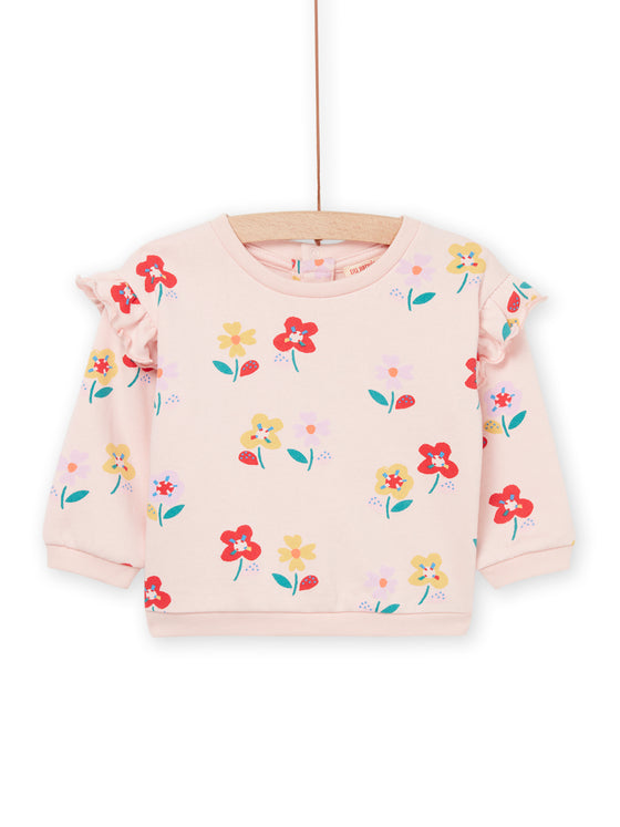 Pink sweat shirt with flowers