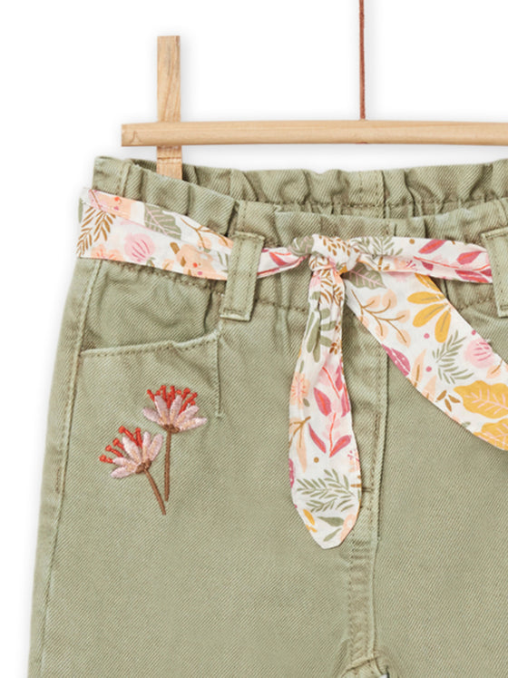 Floral print pants with belt