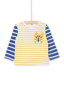  YellowStriped blouse with animal pocket