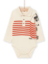 Long sleeve bodysuit with brown stripes