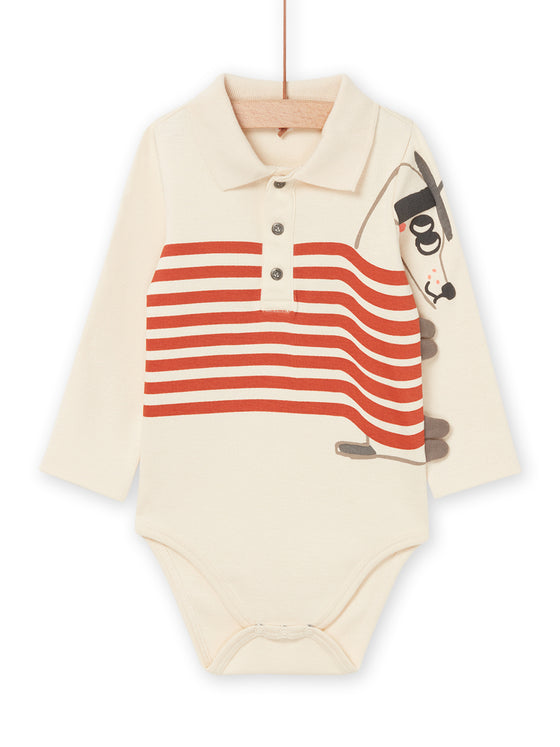 Long sleeve bodysuit with brown stripes