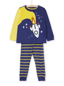  Blue and yellow pyjamas with rocket