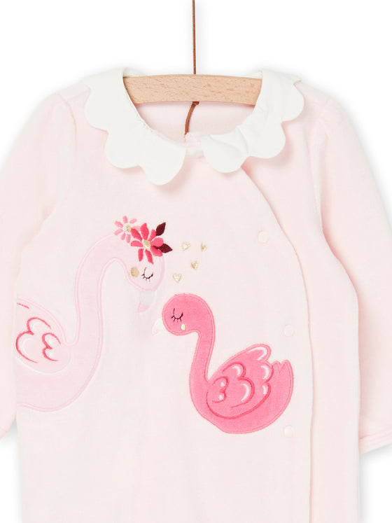 Pink babygrow with swans