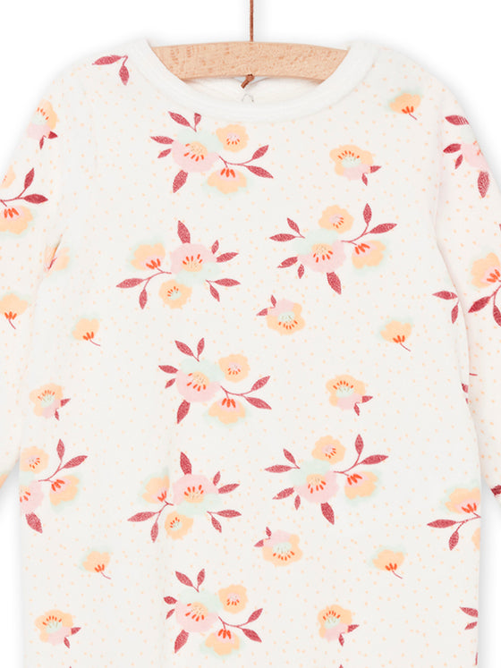 Pink Flower print sleep suit