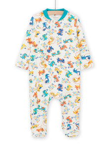  Dinosaur print sleep suit with lettering