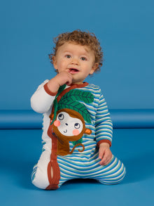  Monkey Stripe Print Sleep Suit