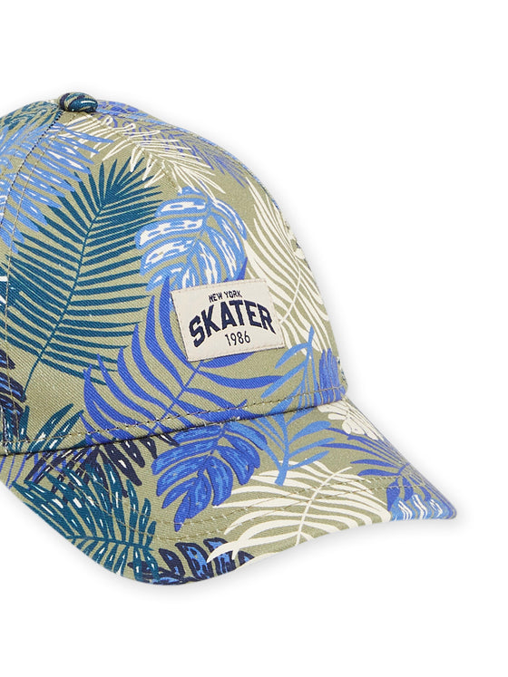 cap with foliage print